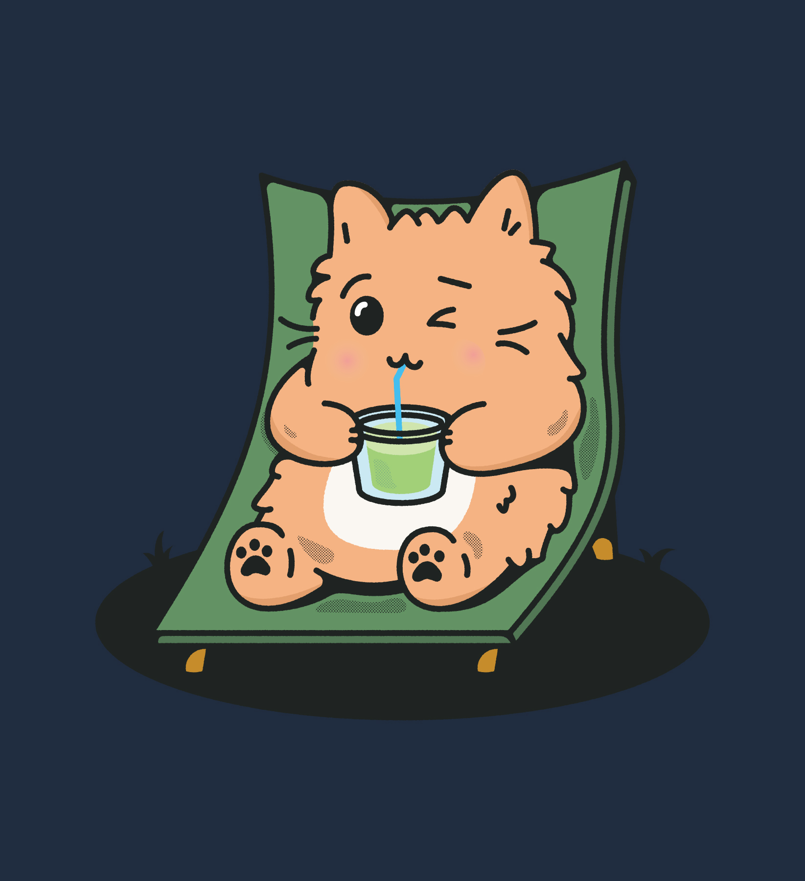 Furari character in armchair with coffee